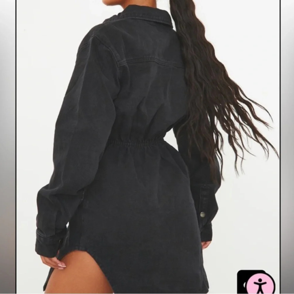 Pretty little thing Cinched Waist Long Sleeve Denim Dress